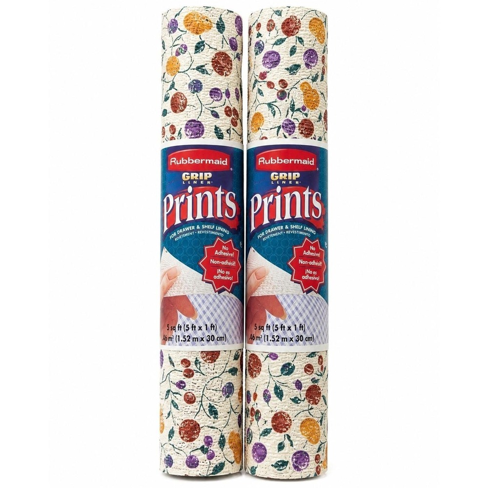 Vintage Rubbermaid Grip Liner Prints Fruit Vine Shelf Drawer Liner NOS 2 Rolls